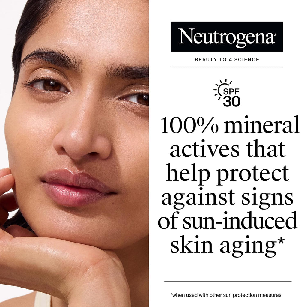 Neutrogena Purescreen+ Tinted Sunscreen For Face Spf 30, Broad Spectrum Mineral Sunscreen With Zinc Oxide & Vitamin E, Water Resistant, Fragrance Free, Light, 1.1 Fl Oz