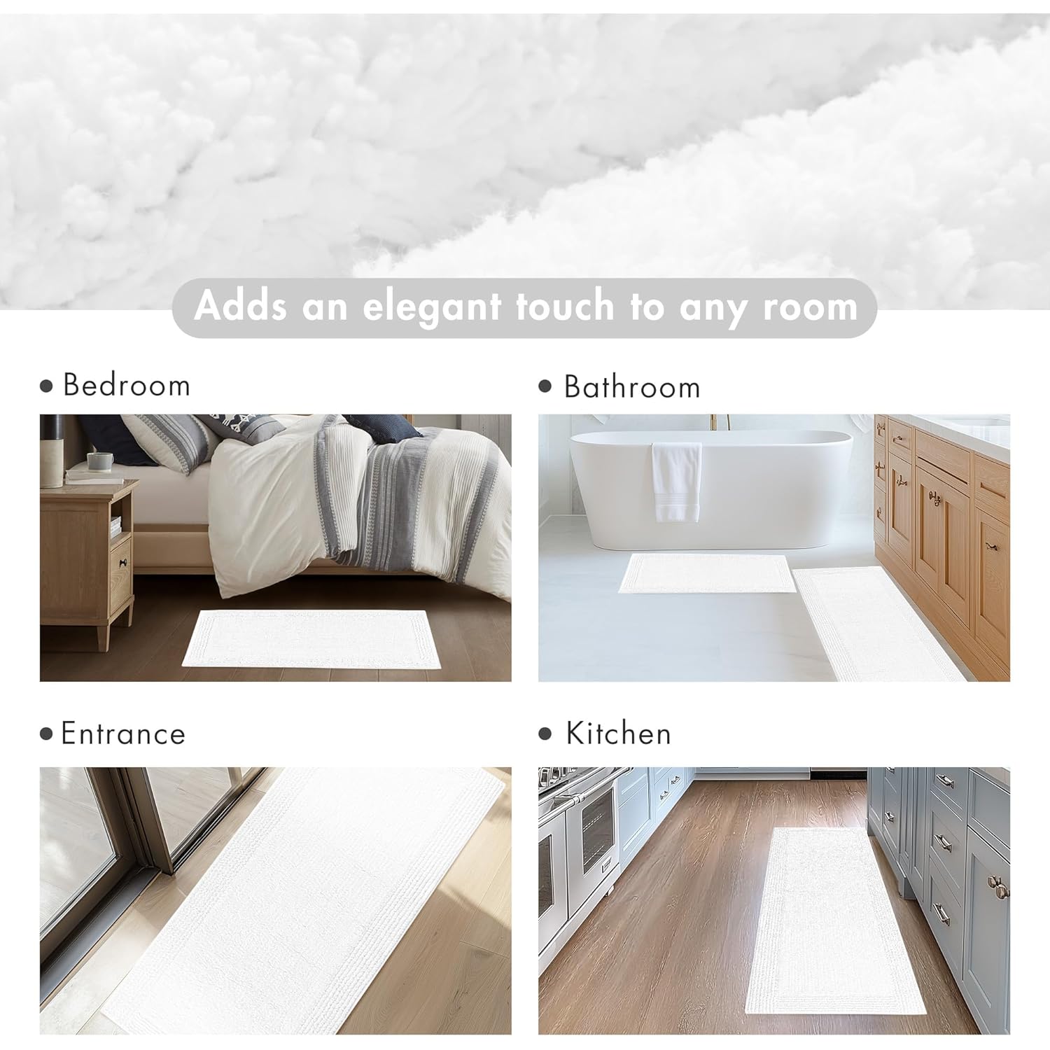 Madison Park Splendor Reversible 100% Cotton Tufted Bathroom Rug-3000 GSM Hotel Quality Luxurious Plush Medium Pile Bath Mat Absorbent, Quick Dry, Shower Room Décor, 21x34, White
