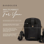 Bandolier Dillon Bag Crossbody | Stylish Pebble Leather Bag | Adjustable Strap, Exterior Slip Pocket | Bags for Women