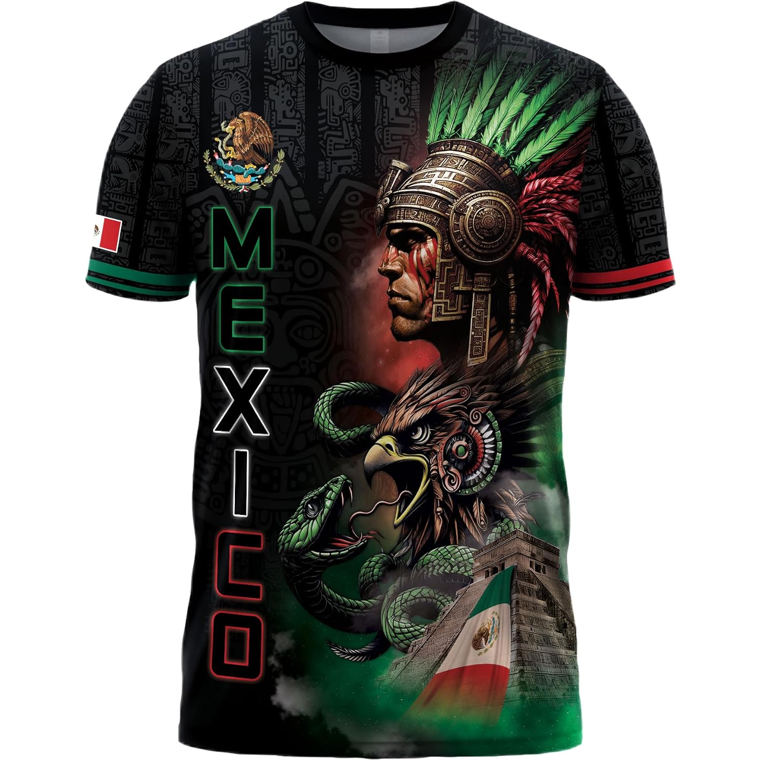 Aztec Shirt For Men, Mexican Flag Shirt, Vintage Mexican Tshirt, Mexico Shirts Men