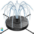 Yzert Solar Fountain With 2000Mah Battery, 3-Level Adjustable Water Height, Rotating Rods, Works In Shadow, 7 Nozzles, 2026 3.5W Glass Outdoor Fountain Pump For Bird Bath, Garden, Pond, Flower Pot