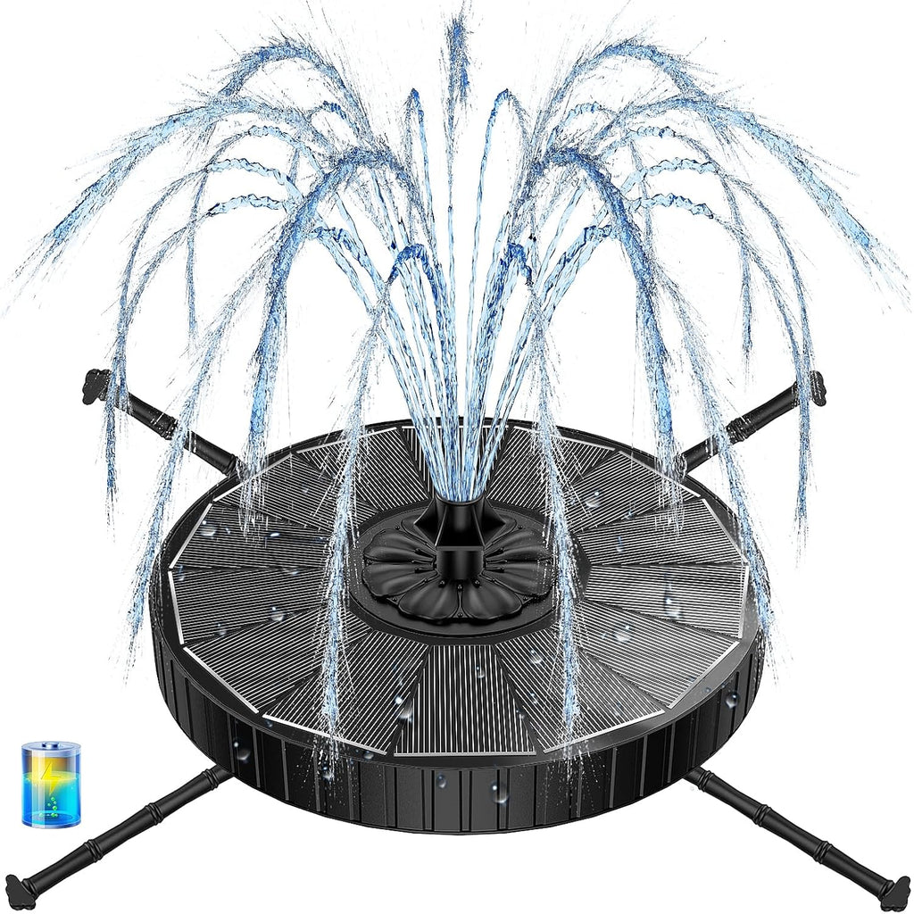 Yzert Solar Fountain With 2000Mah Battery, 3-Level Adjustable Water Height, Rotating Rods, Works In Shadow, 7 Nozzles, 2026 3.5W Glass Outdoor Fountain Pump For Bird Bath, Garden, Pond, Flower Pot