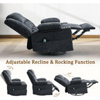 Korser 360° Swivel Rocker Recliner For Adults, Nursery Glider Recliner With Massage And Heating, Rocking Chair With Cup Holder, Manual Recliner Chair For Living Room, Bedroom (Fabric, Dark Gray)