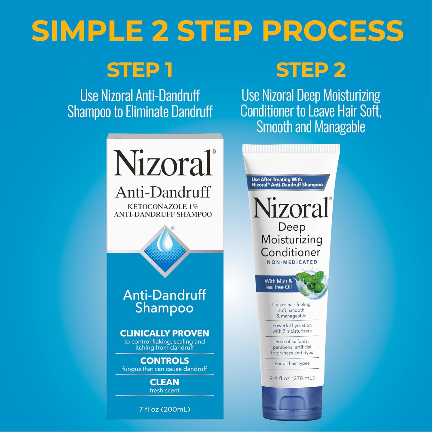 Nizoral Deep Moisturizing Conditioner, 9.4 oz, Anti-Dandruff Conditioner with Mint & Tea Tree Oil, Sulfate and Paraben Free, No Artificial Fragrance, For All Hair Types
