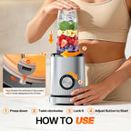 Turelar Smoothie Blender Personal Blender For Shakes And Smoothies With 2 * 24Oz To-Go Cups, Single Serve Smoothie Maker For Juices, Baby Food, Nutritious Recipe, Upgraded Version