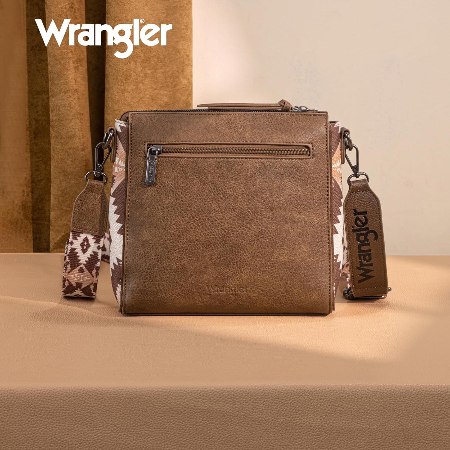 Wrangler Aztec Crossbody Purse Medium Shoulder Bags for Women Western Handbag with Guitar Strap