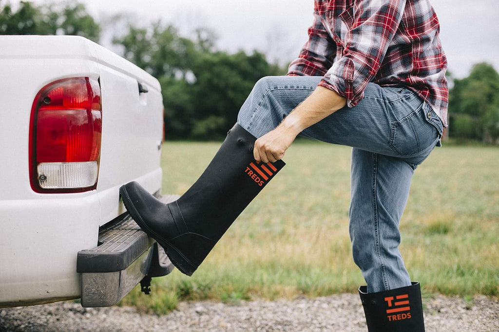 Rubber Concrete Boot, Pull-On Overboot For Construction, Mud & Snow, Size L/Xl (12-13), 17" Ht, Black