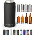 Frost Buddy Universal Can Cooler - Fits All - For Regular 12 & 16 oz or Slim-Size Bottles - Insulated Double-Walled Stainless Steel (MatteBlack)