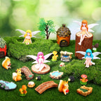25Pcs Fairy Garden Accessories, Miniature Garden Ornaments Landscape Decorations Mini Fairy Figures Animal Plant Furniture Set For Diy Terrarium Potted Plants Dollhouse Desk Decor