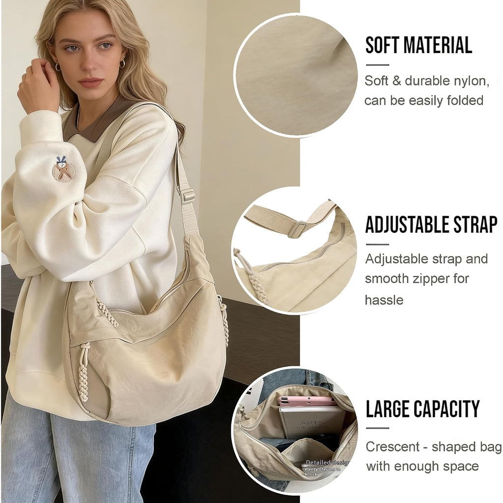 Crescent Crossbody Bags For Women, Casual Shoulder Half Moon Bag, Large Capacity Dumpling Purse Bag For Outdoor Travel
