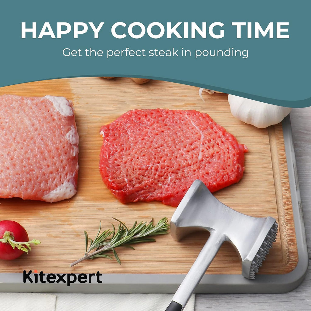 Kitexpert Meat Tenderizer Hammer With Comfortable-Grip Handle, Dual-Side Mallet For Kitchen, Heavy Duty Pounder For Tenderizing Steak, Beef And Fish