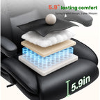 Cioman 500Lbs Big And Tall Office Chair With Inflatable Lumbar Support, Rubber Wheels Executive Chair With Rocking Function, High Back Wide Cushion Ergonomic Desk Chair For All-Day Sitting,Black