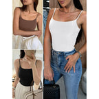Tank Tops for Women Square Neck Adjustable Spaghetti Strap Double Lined Camisole Tops Summer Basic Cami Shirts