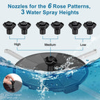 Solar Fountain Pump With 3 Spray Height Adjustment, Upgraded Pet Solar Bird Bath Fountains With 6 Nozzles, Solar Water Fountain Pump For Outdoor, Bird Bath, Garden, Pool, Pond