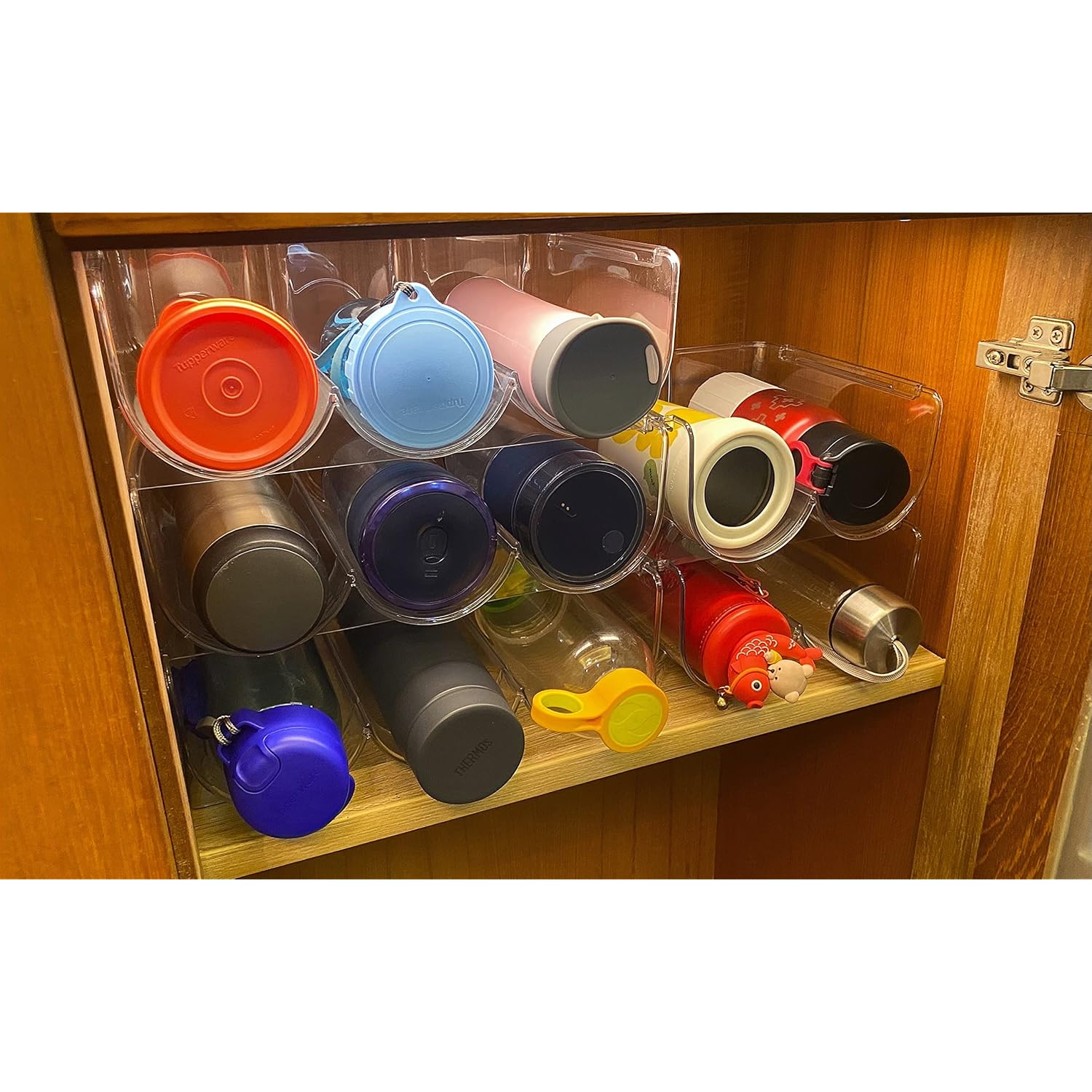 Set Of 4 Refrigerator Wine Rack, Cabinet Water Bottles Storage Organizer, Stackable Wine Rack For Kitchen Countertop Save Space, 1-Bottle 4 Packs