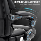 Massage Office Chair With Foot Rest,6 Points Vibration & Heat Executive Office Chairs,500Lbs Big And Tall Office Chair For Heavy People,Ergonomic Reclining Desk Chair,Dual-Use Pillow,Home Office,Black