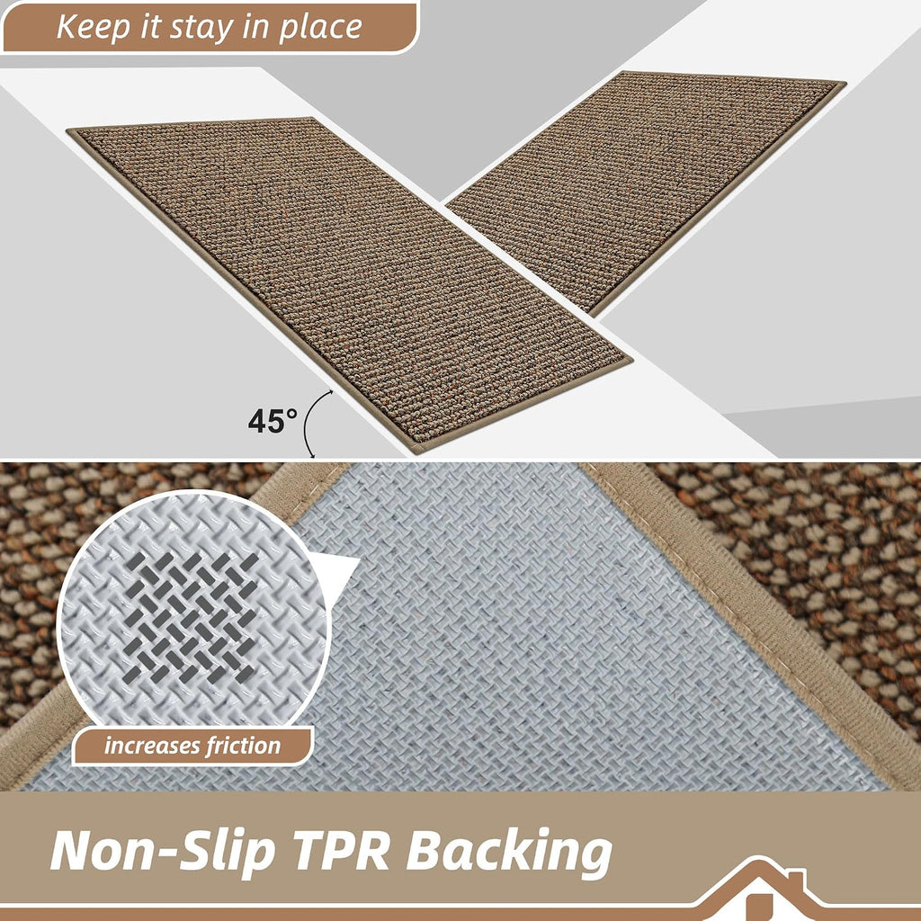 Beqhause Dirt Trapper Door Mat 20" X 32", Non-Slip Washable Doormats, Beige | Entrance Mat Dirt Resistant And Absorbent Welcome Mat, Low Profile Floor Mats For Front Back Door And Entryway