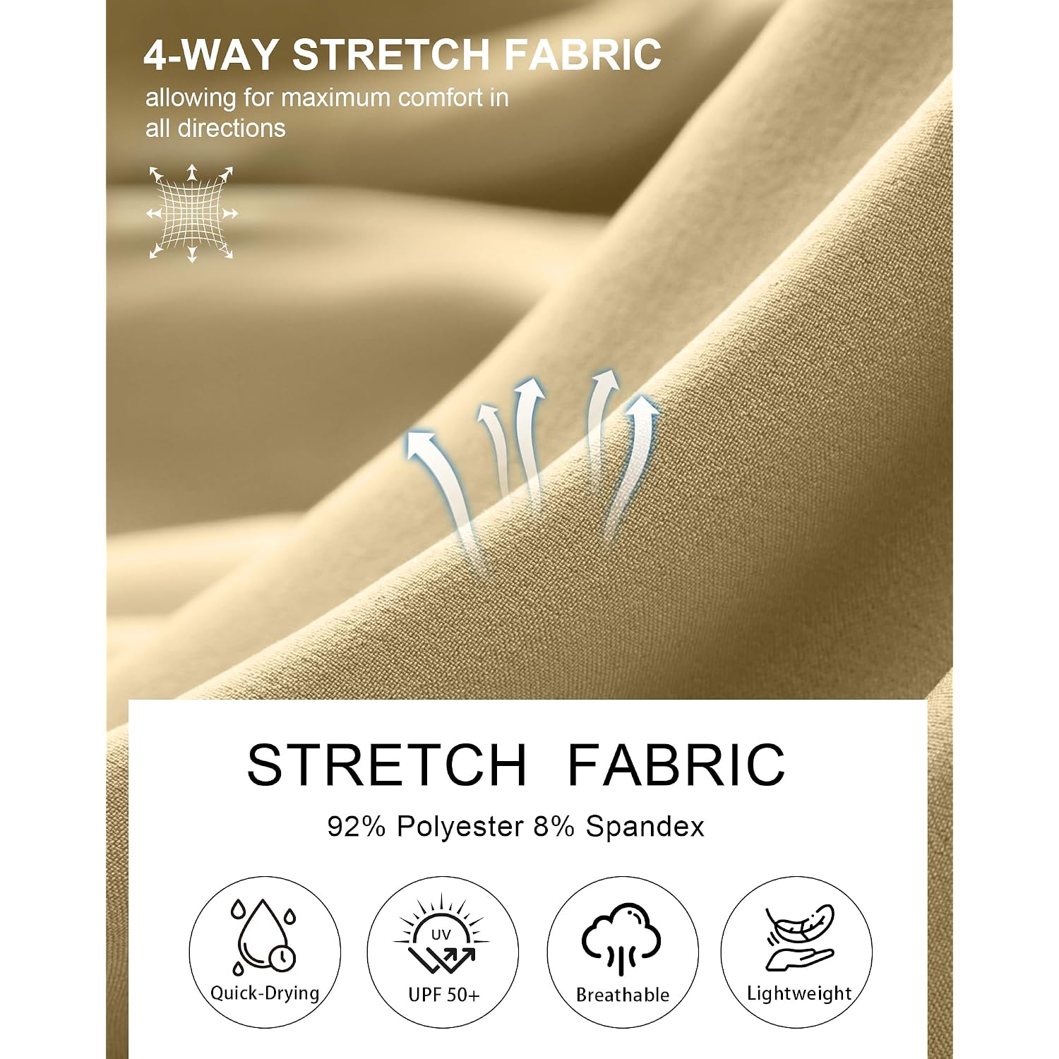 Mens Golf Shorts 7 Inch Inseam Stretch Lightweight Quick Dry Casual Dress Shorts With 4 Pockets