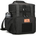 HSHRISH Expandable Large Tactical Lunch Box for Adults, Durable Insulated Lunch Bag with Shoulder Strap, Soft Cooler Bag for Men Work Outdoor Picnic Trips, 20 Can/16 L, Black