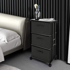 Dresser Storage With 3 Drawers, Fabric Dresser Tower, Vertical Storage Unit For Bedroom, Closet, Office, Black