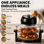 Granitestone 16 Qt Large Glass Air Fryer Non Toxic, Black | Pfoa/Ptfe/Bpa Free, Large Family Sized Airfryer Cooker With 3 Cooking Sections, No Preheat, Self Cleaning, Dishwasher Safe