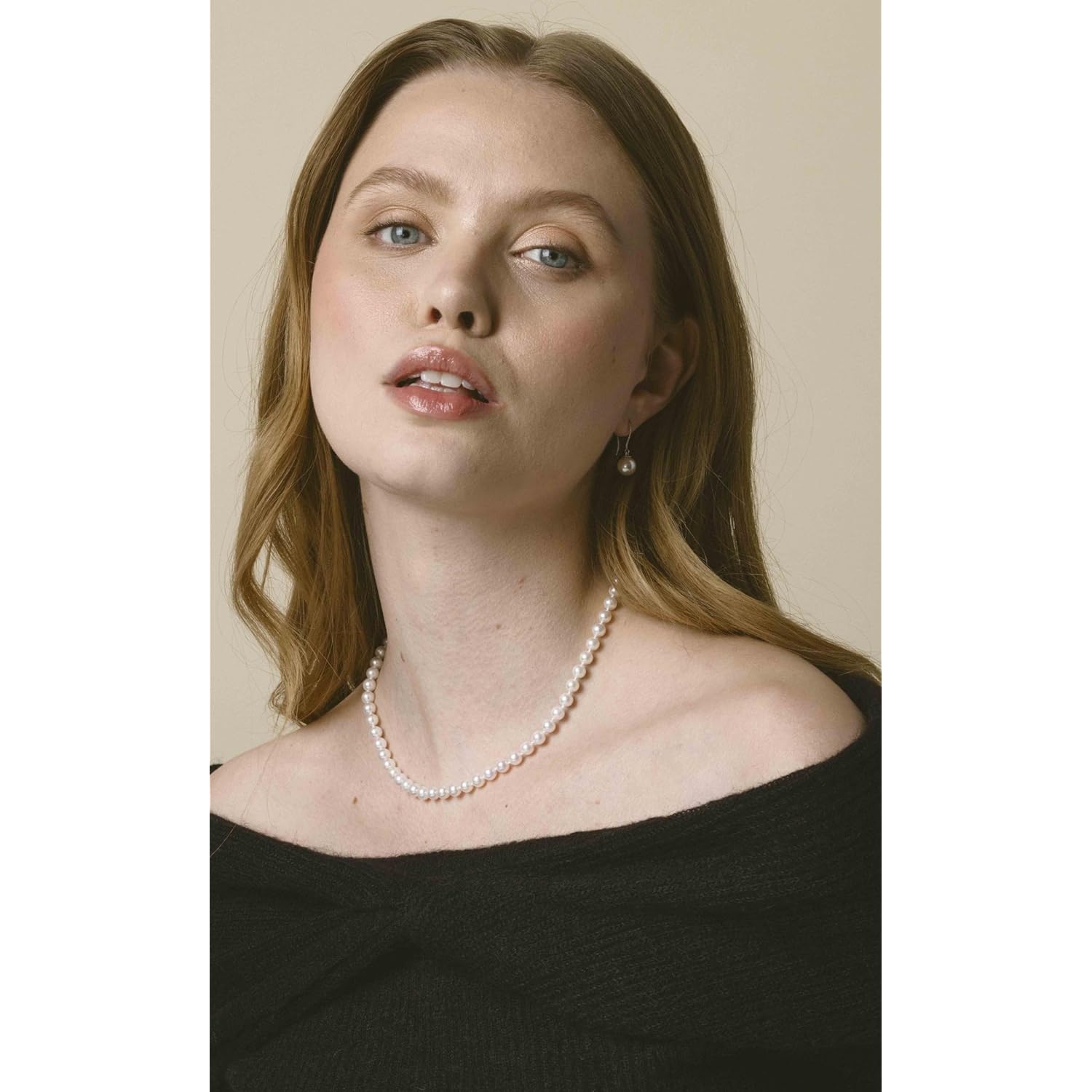 The Pearl Source Japanese Akoya Pearl Necklace for Women, White Cultured Pearl, 18 inch Princess Length, AAA Grade, 14K Gold, Classic Fine Jewelry Gift for Women