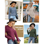 Womens Long Sleeve Shirt Tunics Tops for Spring Fall Lightweight Blouses Crew Neck Dressy Sweaters for 2026