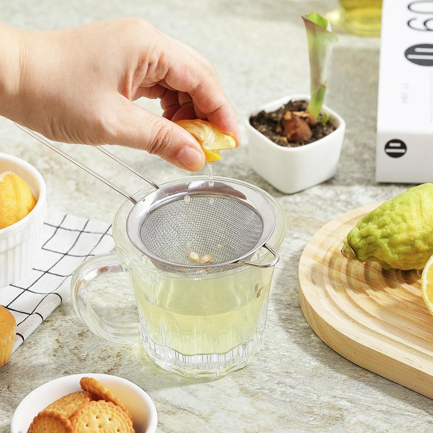 3.35 Inch Silver Fine Mesh Strainer, Stainless Steel Metal Handheld Small Mini Sieve Strainer, Kitchen Food Strainer With Handle For Cocktail, Tea, Coffee And Juice
