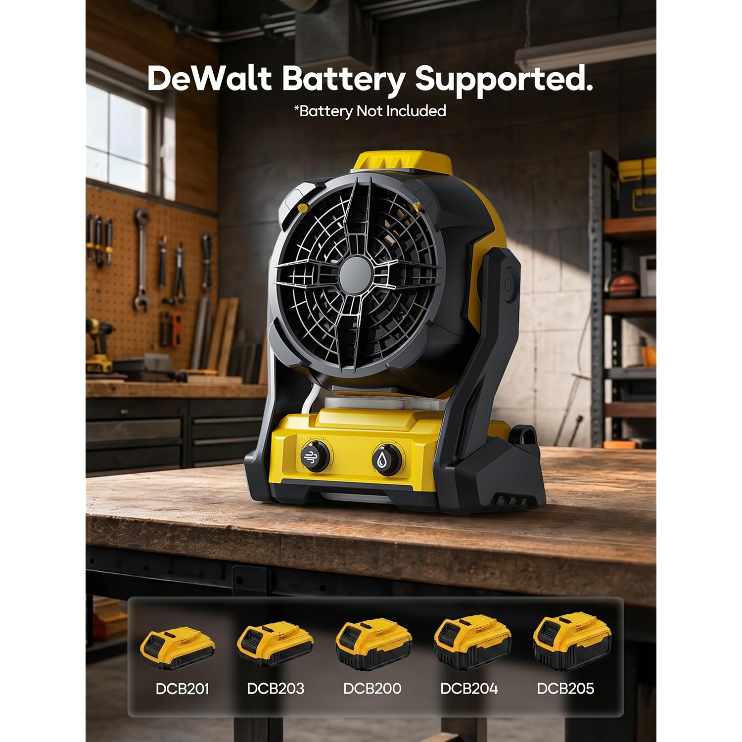 Deforce Portable Misting Fan, For Dewalt 20V Max Battery, Cordless Personal Fan For Outdoor Cooling, Variable Speed, Hook For Hanging, Jobsite, Camping, Usb Port, Outdoor&Indoor Use(Bare Tool Only)