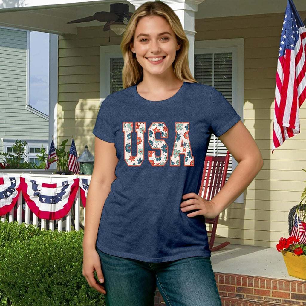 Womens USA Shirt 4th of July Shirts American Patriotic Tee Tops