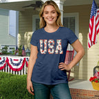 Womens USA Shirt 4th of July Shirts American Patriotic Tee Tops