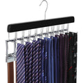 Topia Hanger 20 Hooks 2 In 1 Belt Tie Hanger For Closet Max 30 Belts With 30 Ties Capacity, Belt Tie Racks Wooden Hanger For Closet Organizer Storage “U” Fit For Belt And “一” Fit For Tie - Ct47B