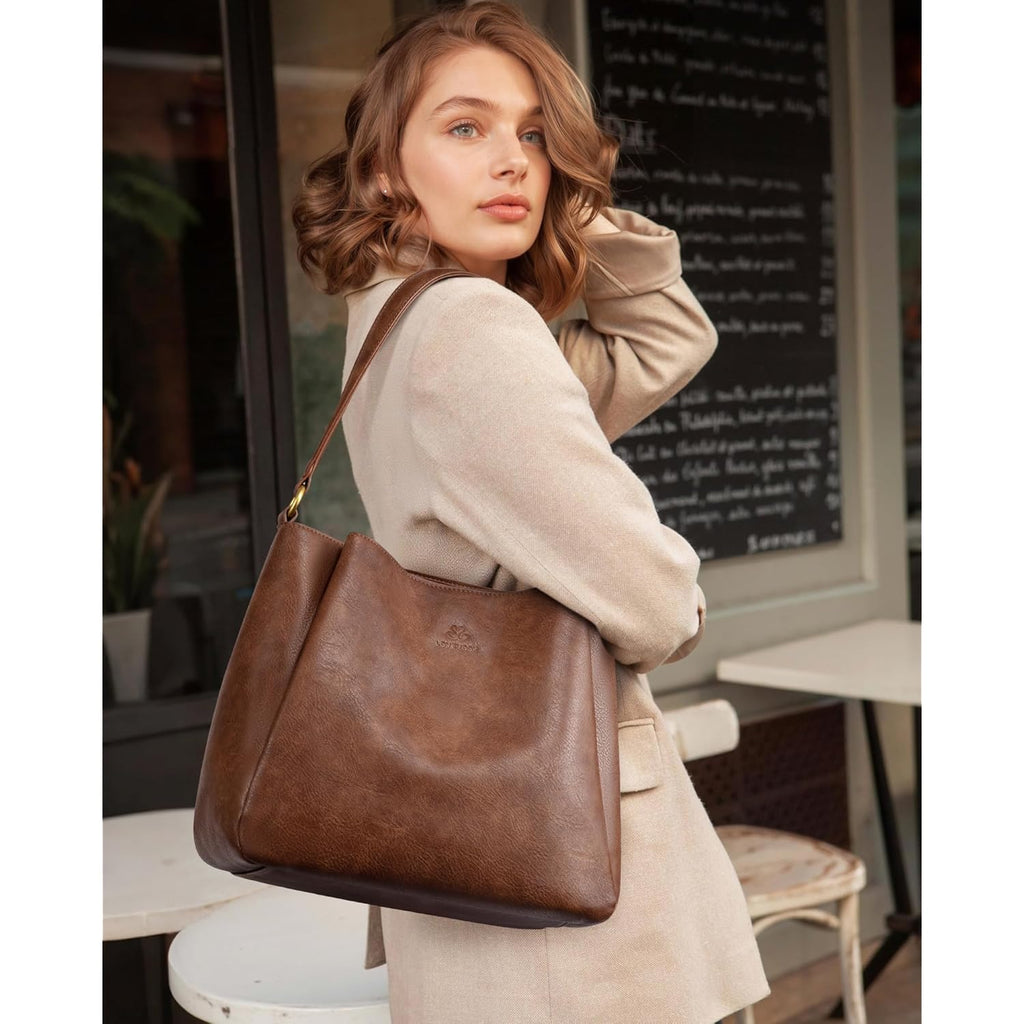 LOVEVOOK Hobo Bag for Women with Three Large Compartments Waterproof Shoulder Handbags Purse for Work Shopping Travel