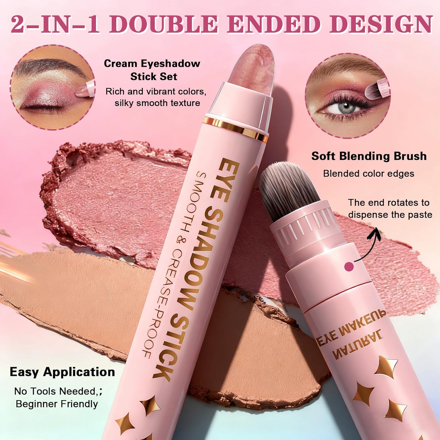 8PCS Eye Shadow Sticks,Shimmer & Matte Cream Eyeshadow Stick Set,Dual-ended Eye Brightener Stick,Soft Eye Shadow for Older Women,Teenagers,Middle-aged,Sombras Para Ojos,Eyeshadow Makeup