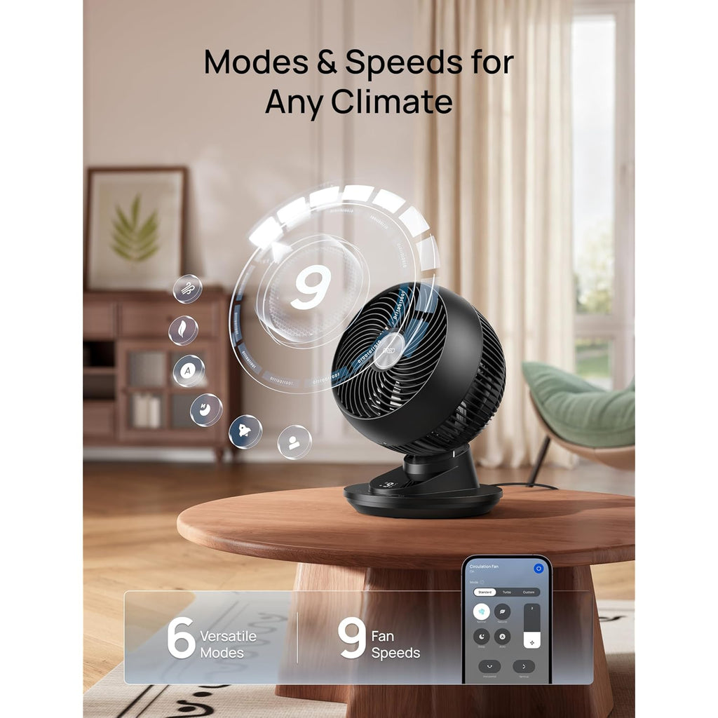 Dreo Smart Fan For Bedroom, Powerful 85 Ft Airflow, 12 Inches, Desk Fans In 20Db Quiet, 90°+90° Oscillating Fans, App/Voice Control, 9 Speeds & 8/12H Timer For Home Office Dorm