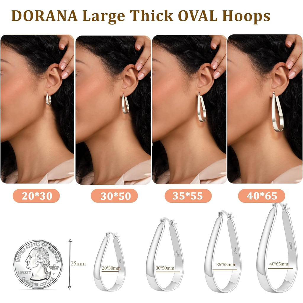 Sterling Silver Hoop Earrings for Women Large Oval Hoop Earrings Lightweight Big Gold Hoops Earrings Hypoallergenic 14K Gold Plated Hoops Earrings Non Tarnish Jewelry Gifts 20/30/40mm