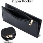 Tipmile Slim Wallet For Women, Rfid Blocking Credit Card Holder | Thin Compact Bifold Wallet With Zipper, Ladies Gift, Black