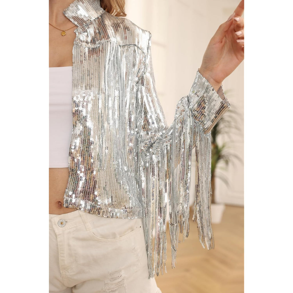 Sequin Fringe Jacket Disco Theme Country Dolly Theme Bridal Trends Disco Cowgirl Outfit Theme Glitter Tassel Coat