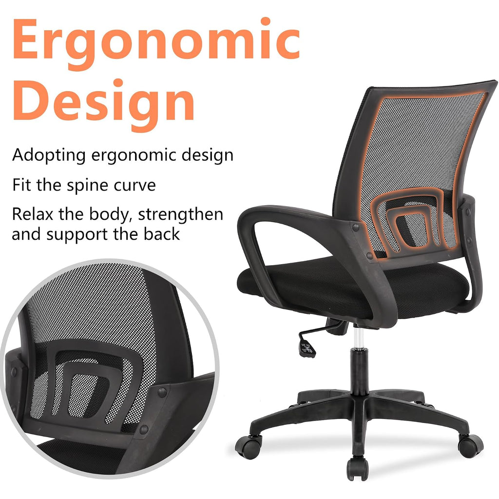 Paylesshere Home Office Chair Desk Computer Chair Adjustable Ergonomic Lumbar Support Armrest Executive With High Density Mesh 360 Degree Swivel Chair For Men Women Adults, Black