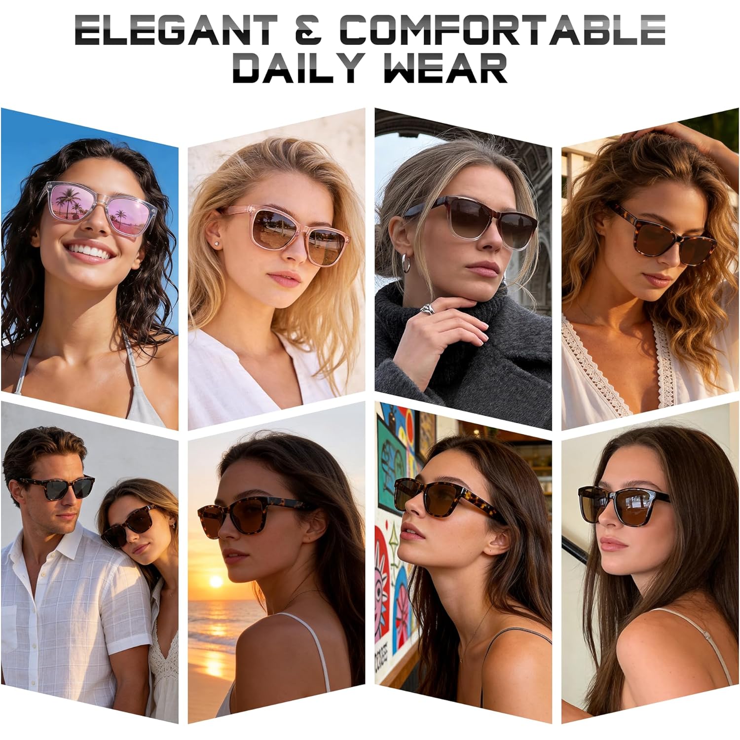 DANAMY Sunglasses Womens Polarized Sunglasses for Women Trendy Designer Mirrored UV400 Protection Sun Glasses