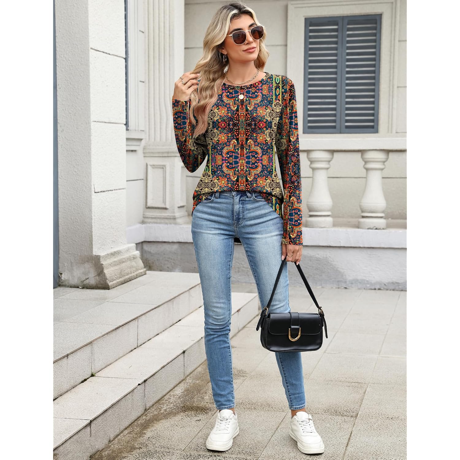 TCOT Women Long Sleeve Crew Neck Tee Tops Trendy Casual Dressy Blouses Spring Clothes Pullover Shirts