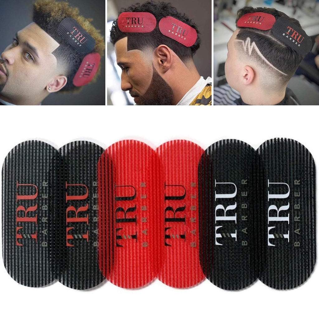 Tru Barber Hair Grippers ® 3 Colors Bundle Pack 6 Pcs For Men And Women - Salon And Barber, Hair Clips For Styling, Hair Holder Grips (Black/Red/Black)