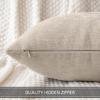 Miulee Pack Of 2 Beige Decorative Pillow Covers 18X18 Inch | Soft Chenille Couch Throw Pillows Farmhouse Cushion Covers For Home Decor Sofa Bedroom Living Room
