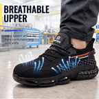 Steel Toe Work Shoes For Men Lightweight Safety Shoes With Puncture Resistant Sole Comfortable Construction Industrial Work Shoe For Warehouse