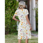 Zeagoo Womens Casual Summer Dress 2026 Short Sleeve Dresses Pleats Midi A Line Flowy Dress Boho Beach Sundress With Pockets