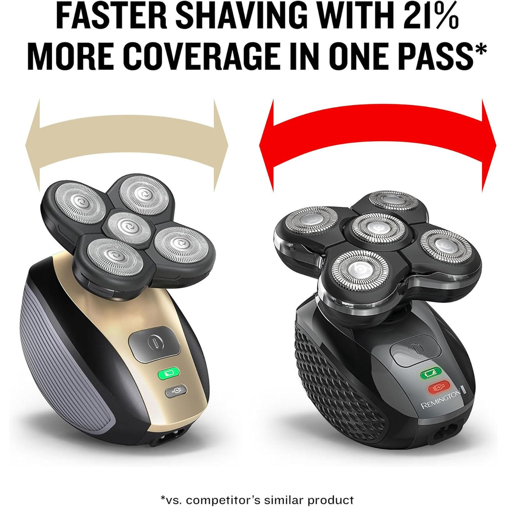 Remington Balder Pro XR7000 Head Shaver for Bald Men, Cordless Electric Razor, 5 Dual Track Rotary Blades, Waterproof Wet/Dry, Lithium Rechargeable, Hair Capture Chamber, Pop-Up Trimmer