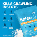 Safer Home Diatomaceous Earth 4 Lb Organic Omri De - Cockroach Killer Indoor Home, Bed Bug Killer, Kills Fleas, Ants, Silverfish, Earwigs & Crawling Insects