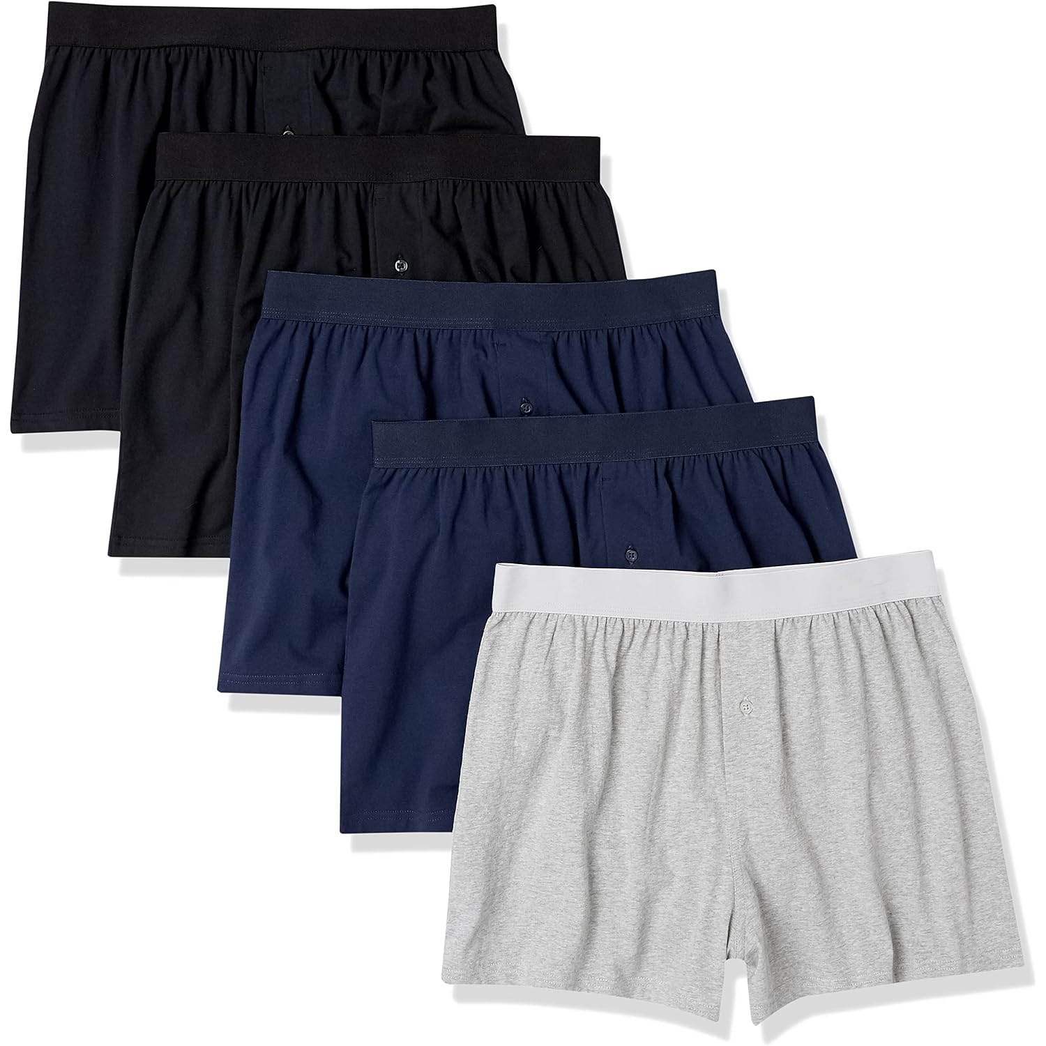 Amazon Essentials Men'S Breathable Cotton Jersey Boxer Shorts, Soft Relaxed Fit For All-Day Comfort, Pack Of 5