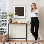 Narrow Entryway Console Table & Sofa Side Table - Industrial Hallway Table For Small Spaces, Behind Couch Table, Multi-Functional Living Room Bedroom Office,Brown, 29.5" X 9.4" X 29.5"