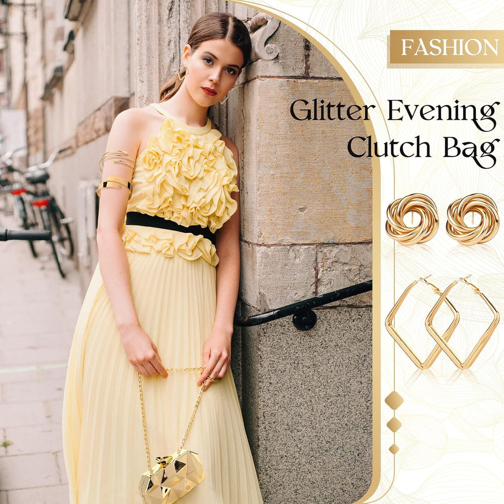5 Pcs Clutch Purse For Women Evening Prom Purses Metallic Handbag Accessories For Wedding Banquet Retro Jewelry Gift Set